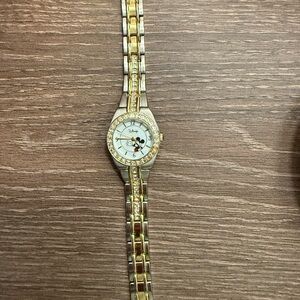 Disney Two-Tone Gold and Silver Mickey Mouse Crystal Women's Watch